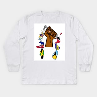 Separated by Water , United by Culture  West Indian Caribbean Pride Kids Long Sleeve T-Shirt